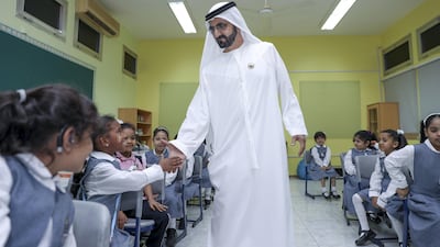 Sheikh Mohammed bin Rashid, Vice President and Ruler of Dubai, visits Jumeirah Model School on Sunday. Wam
