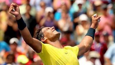 Rafael Nadal celebrates his success in Cincinnati.