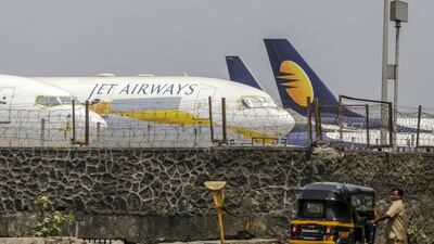 Jet Airways planes at Chhatrapati Shivaji Maharaj International Airport in Mumbai, India. Bloomberg