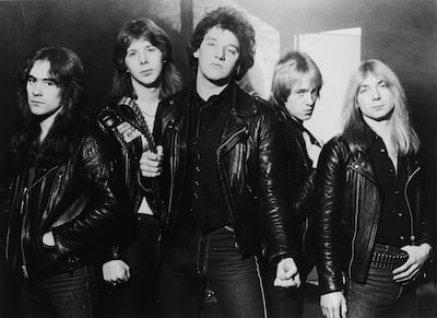 Iron Maiden back in 1981 when the band was, pictured left to right, Steve Harris, Clive Burr, Paul Di'Anno, Adrian Smith and Dave Murray. Getty Images