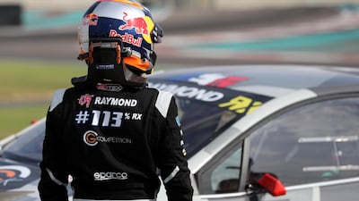 Cyril Raymond is forced off the track with damage to his car in the World RX Q1 during the FIA World RallyCross Championship 2019 Abu Dhabi.