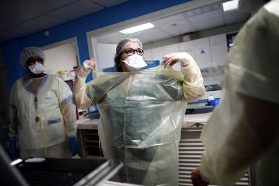 An intensive care unit in Stains, near Paris, as a third wave of infections grips France. Reuters