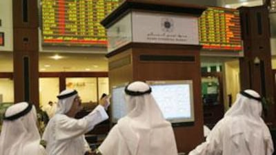 A file shot of the floor of the Dubai Stock Exchange.