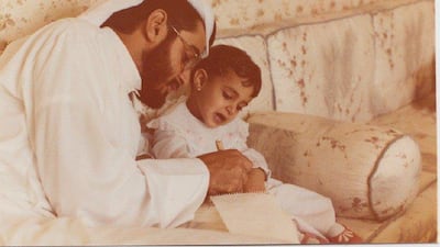 Sheikha Maryam bint Mohamed bin Zayed shared this childhood picture of her with her father, the Crown Prince of Abu Dhabi, during a talk at the World Government Summit.
