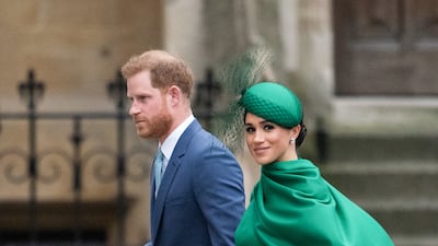 Meghan and Prince Harry attend the Commonwealth Day Service in London, in March 2020. Getty Images