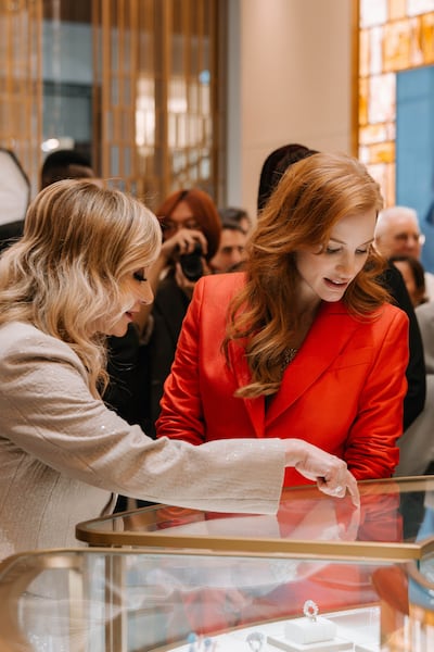 Chastain says she appreciates the Italian brand's family-led approach. Photo: Damiani