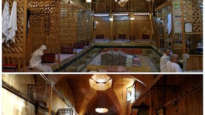 Hamam El Nahasin, in the Old City before it was damaged on October 6, 2010, top, and after on December 17, 2016. Khalil Ashawi (top) / Omar Sanadiki / Reuters