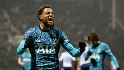 Arnaut Danjuma celebrates scoring Tottenham's third goal. Action Images