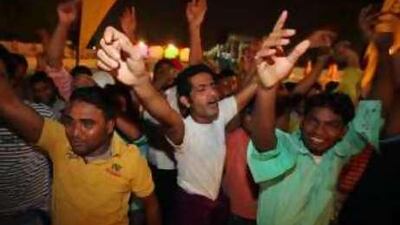 Construction company labourers in the audience of the Western Union Camp Ka Champ contest last August.