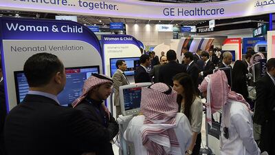 Delegates attend Arab Health, the region's biggest medical conference, in Dubai. Satish Kumar / The National