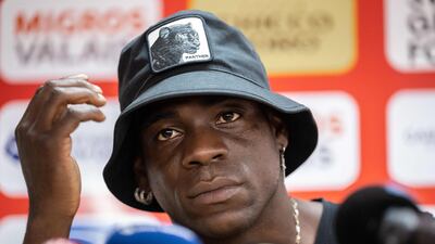 Mario Balotelli at the FC Sion press conference. AFP