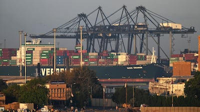 Shipping containers at a sea port in Karachi. In February, AD Ports signed a 25-year concession agreement with the Pakistani federal agency that oversees Karachi Port. AFP