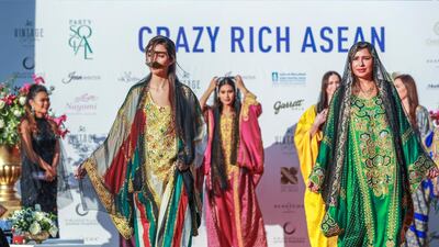 Fashion by Emirati designer Shamsa Al Mehairi at Crazy Rich Asean. All photos by Victor Besa / The National