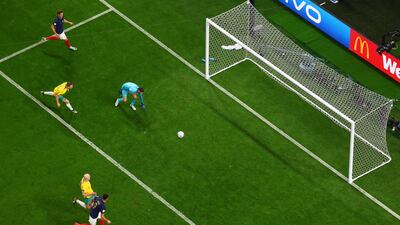 France's Olivier Giroud scores their second goal. Reuters