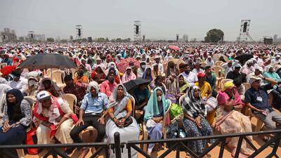 The ceremony on the outskirts of Mumbai, after which 11 died and many others fell ill from heatstroke and dehydration. AFP