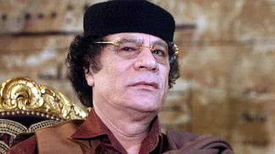 Libya’s former leader Muammar Qaddafi during a meeting with then Egyptian President Hosni Mubarak in 2011. EPA