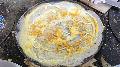 Regag with cheese, egg and Chips Oman from Al Labeeb Grocery goes for Dh6. Janice Rodrigues / The National