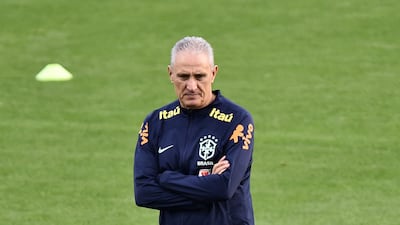 Brazil coach Tite oversees training in Italy. Reuters