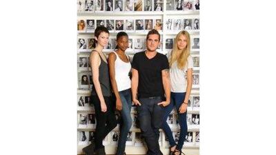 The model booker Jamie Horridge with models (from left) Hannah Johnson, Tsheca and Cara Delevingne.