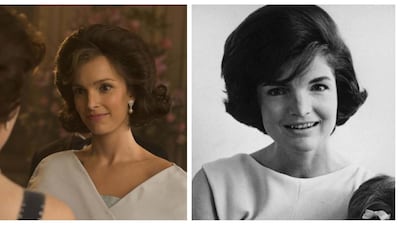 Jodi Balfour as Jackie Kennedy: Actress Balfour played Kennedy in Netflix show ‘The Crown’, as she famously fell afoul of Queen Elizabeth II by criticising Buckingham Palace during the president’s one visit there. Courtesy Netflix, Getty Images