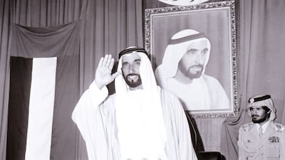 Sheikh Zayed, the Founding Father, opens the Second Ordinary Session of the 5th Legislative Chapter of the Federal National Council in December 1982. Photo: FNC