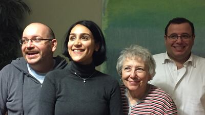 Jason Rezaian with his wife Yeganeh Salehi, mother Mary Rezaian and brother Ali Rezaian. Courtesy Martin Baron / Washington Post/The Washington Post