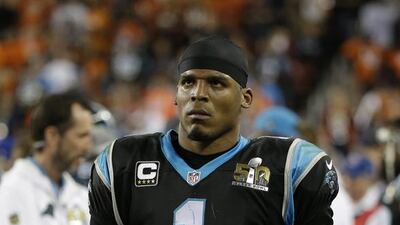 Carolina Panthers’ Cam Newton (1) walks near the bench during the second half of the NFL Super Bowl 50 football game against the Denver Broncos Sunday, Feb. 7, 2016, in Santa Clara, Calif. (AP Photo/Marcio Jose Sanchez)