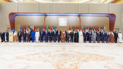 Leaders attend the Arab-Islamic Extraordinary Summit on Gaza in Riyadh, on Saturday. SPA