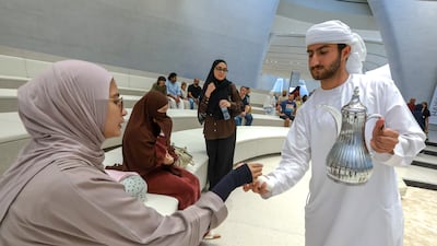 Museum visitors can sign up to create a personalised blend of Arabic coffee until the end of August. Victor Besa / The National