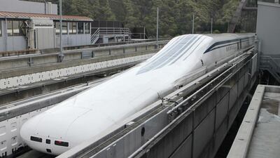The train travelled about 1.8 kilometres at a speed exceeding 600 kph (373mph).. Jiji Press / AFP Photo
