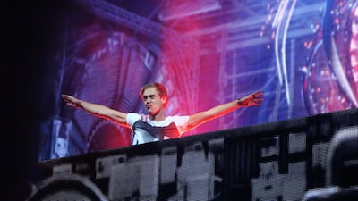 Armin van Buuren, the globally celebrated DJ and producer, got race and trance fans going during a spectacular light and music show last night at du Arena on Yas Island as part of the Formula One race weekend. Dolores Johnson / The National