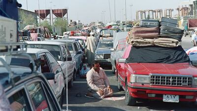Egyptians who were living in Iraq and Kuwait wait to board a ship to return to Egypt and escape the war, in Aqaba, Jordan. AFP