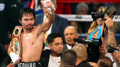 Manny Pacquiao has said on social media he will next fight in the UAE. LE Baskow / Reuters