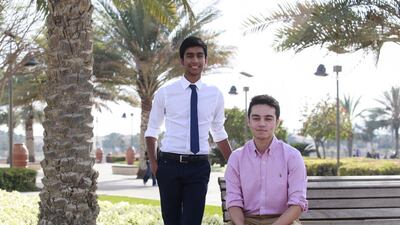 Satvik Garg, left, and Zohayr Khan are delighted at the success of their Dubai Minds service. Sarah Dea / The National
