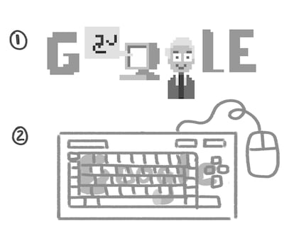 Some early concept designs of the Google Doodle that honours Nabil Ali Mohamed. Courtesy Google
