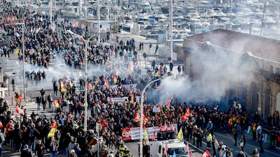 Protesters march through Marseille. AFP