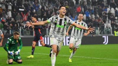 Cristiano Ronaldo celebrates after scoring his team second goal against Genoa. Getty