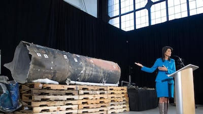 U.S. Ambassador to the U.N. Nikki Haley said there's "undeniable" evidence that proves Iran is violating international law by funneling missiles to Houthi rebels in Yemen. Cliff Owen / AP Photo