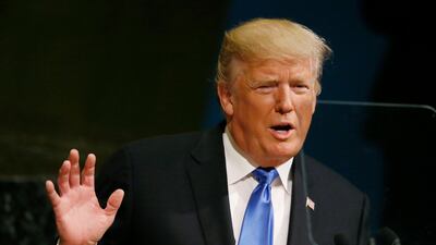 US president Donald Trump addresses the 72nd United Nations General Assembly in New York. Shannon Stapleton / Reuters