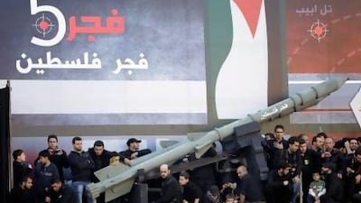 Hizbollah leader Hassan Nasrallah speaks to his followers during Ashoura day, in the southern suburbs of Beirut today.
