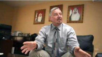 Professor Ian Haslam, vice-chancellor in his office at Emirates College for Advanced Education.