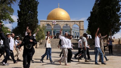 Israeli security forces secure the area as a group of Jews visits Al Aqsa Mosque compound in East Jerusalem. Reuters