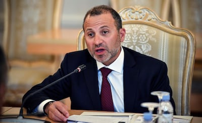 Lebanese Foreign Minister Gebran Bassil talks to his Russian counterpart during their meeting in Moscow. AFP