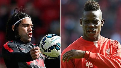Radamel Falcao and Mario Balotelli have combined for just five goals in 33 Premier League appearances this season. (Photos: Phil Noble / Reuters and Paul Ellis / AFP)