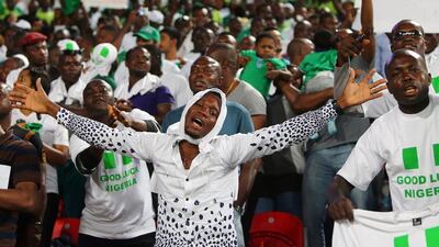 Nigeria fans shown at the 2013 Under 17 World Cup final in Abu Dhabi. Marwan Naamani / AFP / November 8, 2013