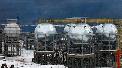 Liquefied petroleum gas tanks at a facility owned by Irkutsk Oil Company in the Irkutsk Region of Russia. The price caps imposed on Russia involve two price levels, $100 per barrel for more expensive fuel like diesel and $45 on lower-quality products such as fuel oil. Reuters