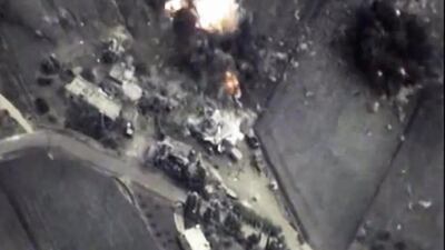 A bomb explosion is seen in Syria in a photo taken from the Russian Defense Ministry's official web site. AP Photo / Russian Defense Ministry Press Service