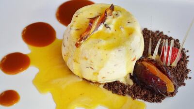The iced date parfait, saffron honey from Leopold’s of London’s Ramadan set menu. Courtesy Leopold’s of London