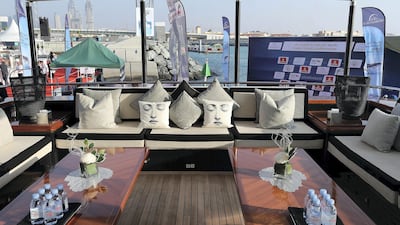 The cushions are weighed down due to windy conditions at sea ( Pawan Singh / The National )