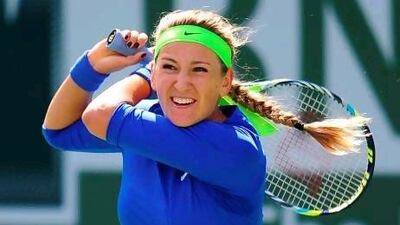 Victoria Azarenka beat Maria Sharapova of Russia in the final of the BNP Paribas Open at the Indian Wells Tennis Garden on Sunday. Robyn Beck / AFP